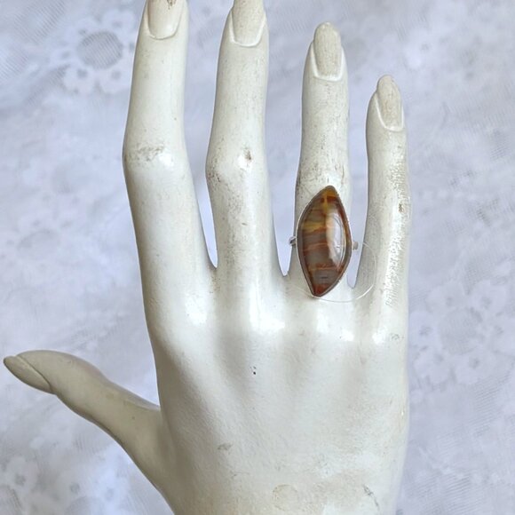 NWT Russian Russia Sterling Silver 925 Brown Grey Jasper Earrings And Ring Set - Picture 15 of 16